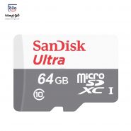فروش کارت حافظه microSDXC سن دیسک مدل Ultra A1 کلاس 10 استاندارد UHS-I سرعت 100MBps ظرفیت 64 گیگ